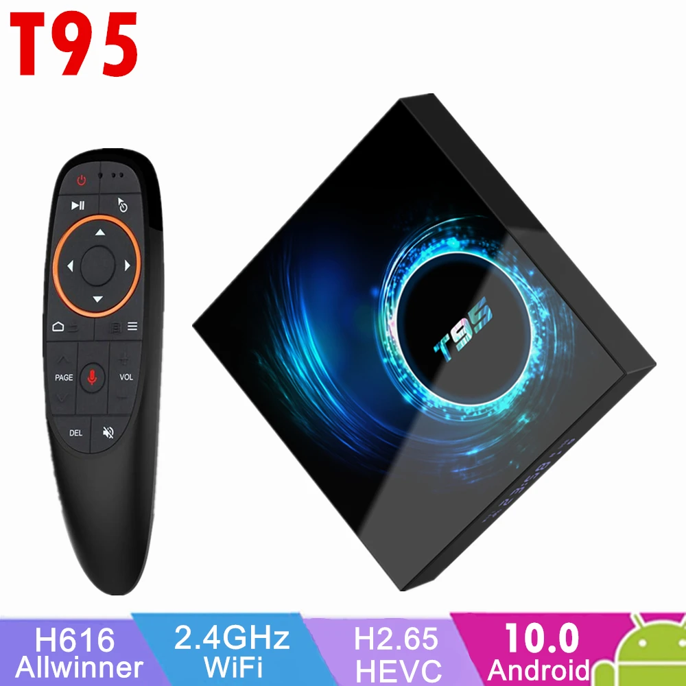 T95 Android 10.0 TV Box Allwinner H6 Quad Core 4G 32G/64G 1080P H.265 6K 2G 16G 2.4G WiFi Media Streaming Set top box | Электроника