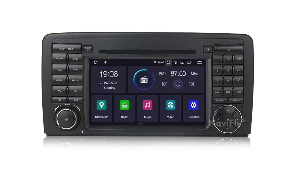 NaviFly Android 9 PX5 4 Гб+ 64 Гб ips экран DSP автомобильный проигрыватель с радио и GPS для Mercedes Benz R Class W251 R280 R300 R320 R350 для автомобиля, dvd мультимедийный плеер навигационный головное ус