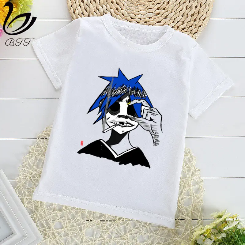 Gorillaz/рок-группа, чакахан, лапша, Мурдок, руссель, футболка с принтом Футболки для мальчиков детская футболка с короткими рукавами детская одежда - Цвет: WhiteH