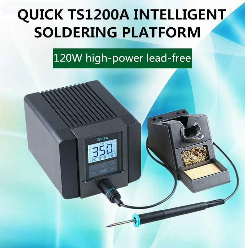 

QUICK TS1200A Lead Free Quick Soldering Iron Station LED Display with One Soldering Tip for Phone Motherboard Repair