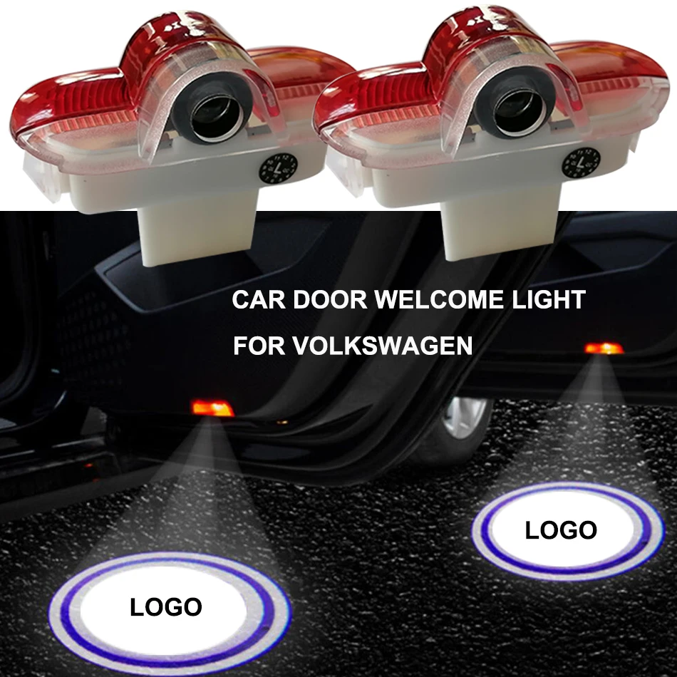 Car LED Door Welcome Light Laser Projector Luces Para Auto Logo Carro Luz For VW Volkswagen Touran Golf Bora Beetle Caddy LAVIDA