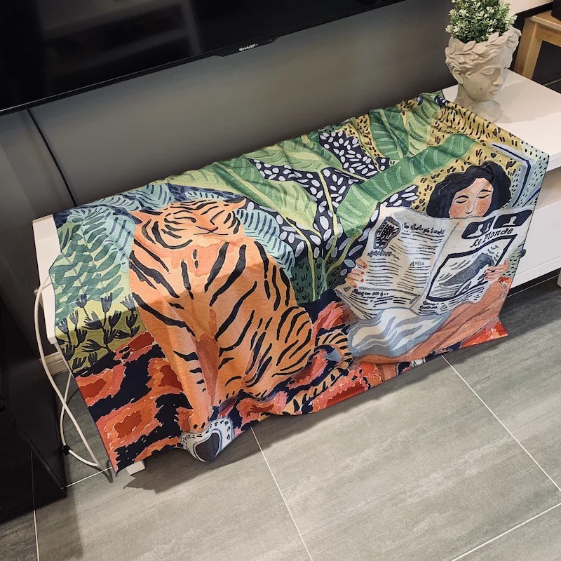 Дизайн скандинавский Ins небольшой свежий похмелье фон ткань прикроватный гобелен для спальни личность Джунгли тигр Одежда для девочек