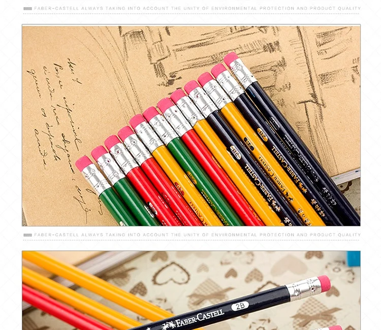 Faber Castell 12 шт. HB/2B треугольный карандаш обычные Стандартный карандаш студент карандаш для письма и рисования с ластик для школы поставить 1322