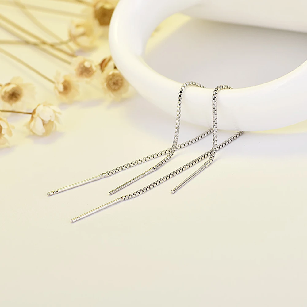 Double Line Long Tassel Chain Drop Dangle Earrings For Women Party