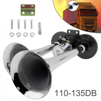 

1pcs Durable 12V / 24V 110-135dB Super Loud Dual Trumpet Train Air Horn suitable for Boat Train Car Vehicle