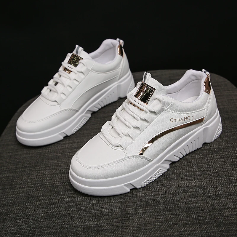 

Shoes Women New Classic White Sneaker Womens Trendy Leisure Breathable Simple Non-slip Increase Ladies U20-85