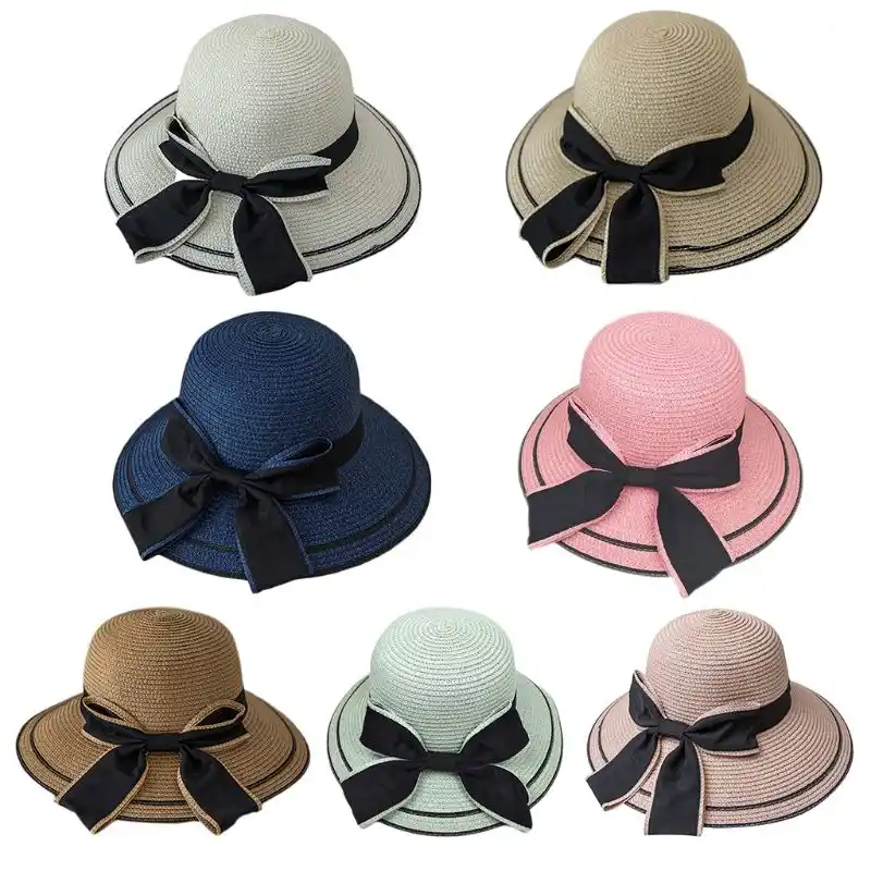 packable straw bucket hat