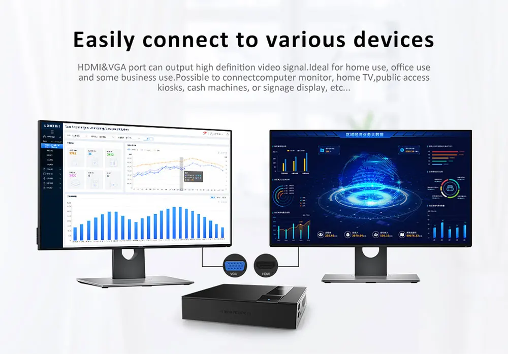 Мини-ПК четырехъядерный Intel Celeron J3455 1,50 ГГц Windows 10 HDMI VGA 2,4/5G WiFi+ Bluetooth 4,0 M.2 SSD type-c 27 мм ультратонкий