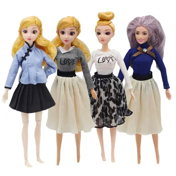 

1 Set Doll Clothes Vintage Dress Daily Wear Skirt Party Gown Blouse Pants for Barbie Doll Accessories Lovely Girl Kid Toy