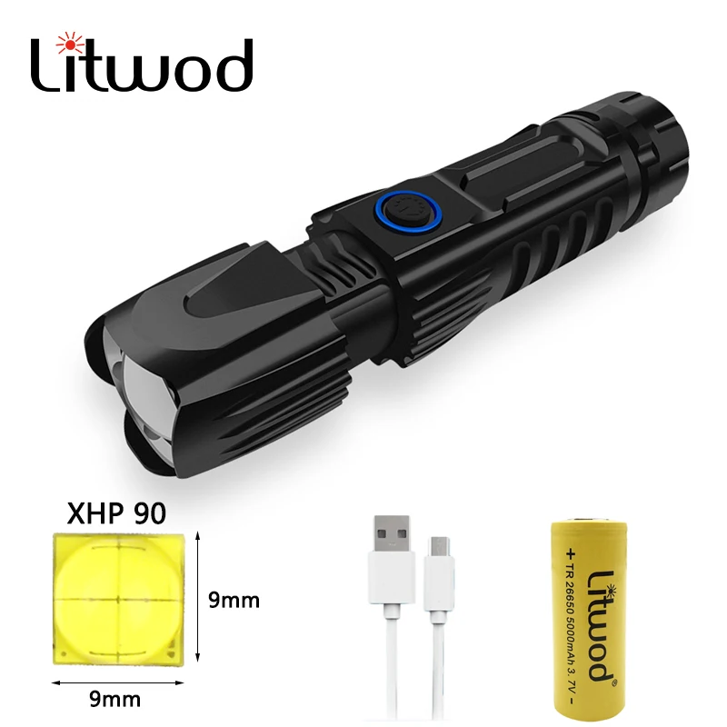 Z20 светодиодный фонарик xhp90 с зарядкой от usb мощный растягивающийся ударопрочный