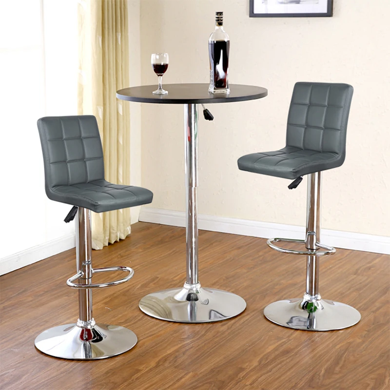 

2Pcs/set Nine-grid Cushion Bar Chair Adjustable Lift Rotating Swivel Bar Stool Ship From France Modern Furniture HWC