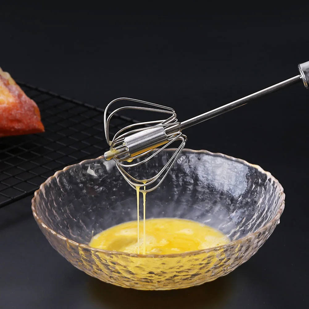 Semi-automatic Mixer Egg Beater Manual Self Turning 304 Stainless Steel Whisk Hand Blender Egg Cream Stirring Kitchen Tools