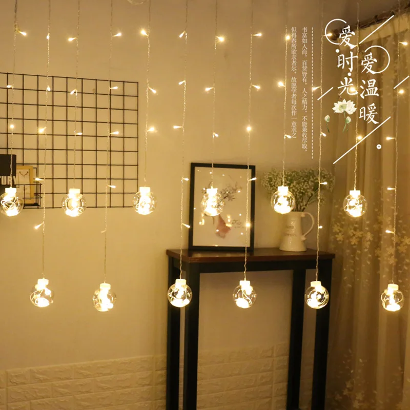 

LED Dreamy round Ball Curtain Lights Wish round Ball String Lights Lamp Stars Decorative Lights Literature And Art Photographic