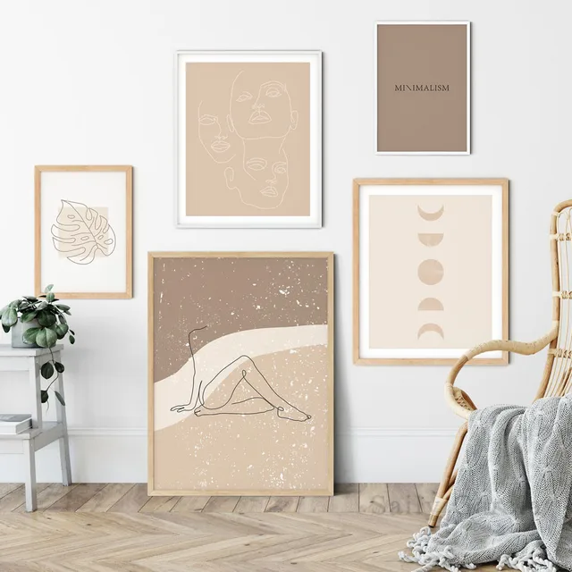 Poster abstrait minimaliste marron et beige Affiches et Posters 🎁 Idées Cadeaux Cocooning.net