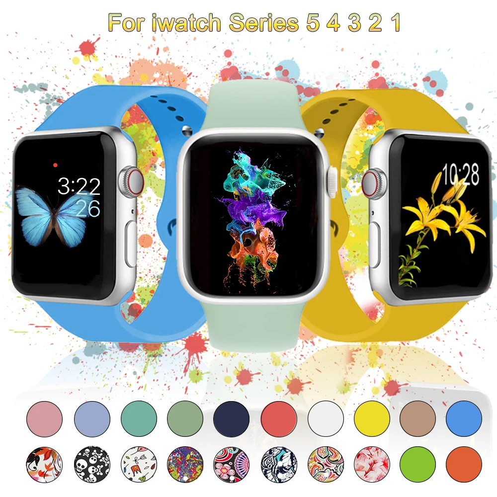 Oulucci Одноцветный ремешок для apple watch 38 мм/40 мм/42 мм/44 мм спортивный силиконовый