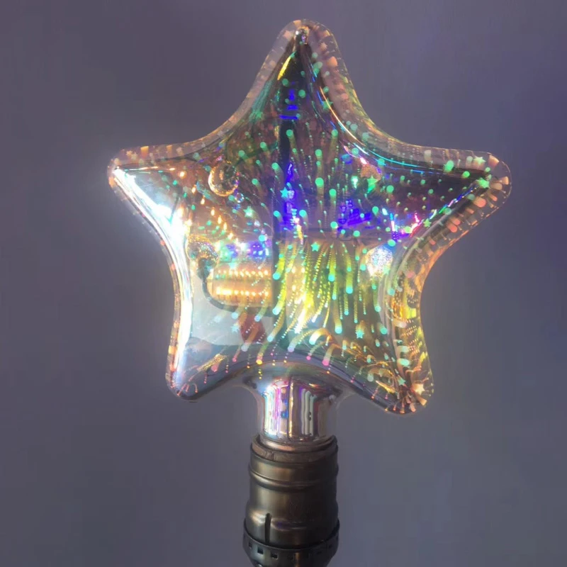 star Ретро Эдисона лампочки E27 40LED лампы накаливания украшения Огни Новинка 3D лампы фейерверков домашний декор для вечеринки Рождества - Цвет: star
