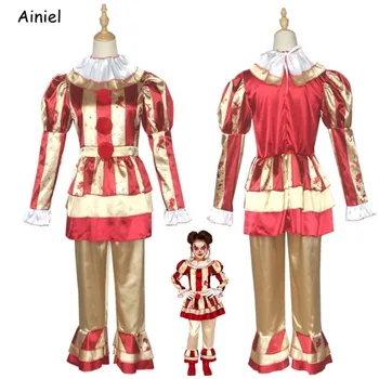 

New Children Joker Cosplay Tops Pants Gloves Suits Boys Halloween Stephen King It Chapter Horror Clown Costumes For Kids