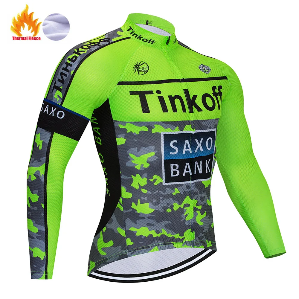 Зимняя Термальная Saxo bank Tinkoff Джерси Майо для велоспорта Invierno Ropa Ciclismo MTB с длинными рукавами, сохраняющая тепло одежда для велосипеда - Цвет: Winter jersey