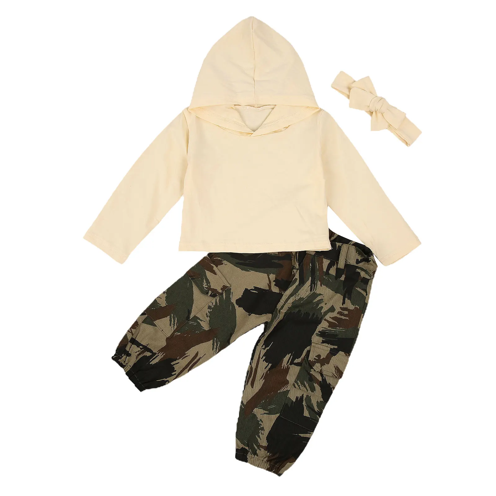 

OPPERIAYA Infant Baby Boys Girls Casual 3PCS Outfit Buff Hoodie Tops Camouflage Pants with Headband Pajamas For Autumn Winter