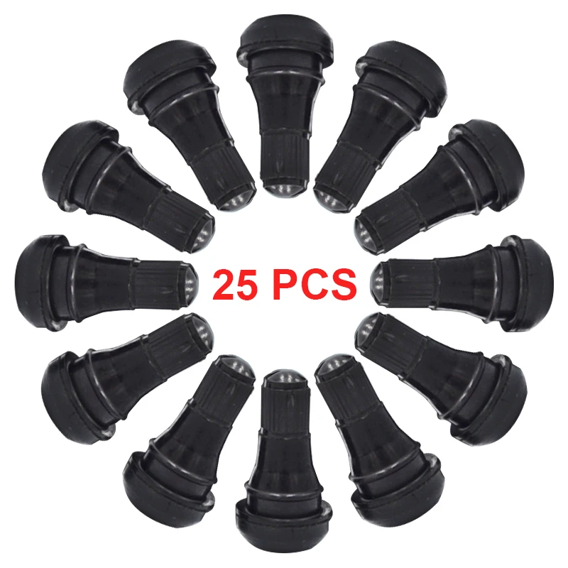 

25pcs Black Rubber TR414 Snap-in Car Wheel Tyre Tubeless Tire Tyre Valve Stems Dust Caps Wheels Tires Parts Car Auto Accessories