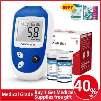 

Sinocare Blood Glucose Meter with 50Pcs Blood Sugar Test Strips&Lancet Needles Only for Sinocare Diabetes Glucometer Kit VS GA-6