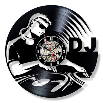 

DJing Vinyl Record Wall Clock Modern Design Music Theme DJ Rock Band Combination CD Clocks Hanging Wall Watch Home Decor