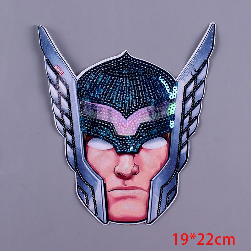 5P-QQ0103 Pulaqi Sequin Avengers Patch DIY Embroidered Patches For Clothing Sew On Patches Cartoon Marvel Stickers Badge Patch For Clothes - Цвет: 5P-QQ0103