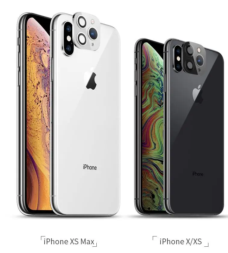 2 шт./лот Защита объектива для iPhone X XS XSmax, замаскированная под iPhone 11 Pro Series, металлическая стеклянная пленка, наклейка