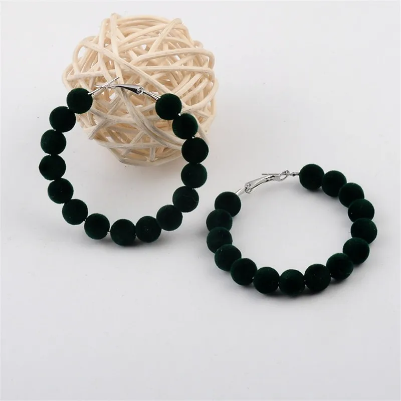 green Серьги-кольца с шариком, изящные подарочные серьги для женщин, кольцо для ушей, модное ювелирное изделие - Окраска металла: green