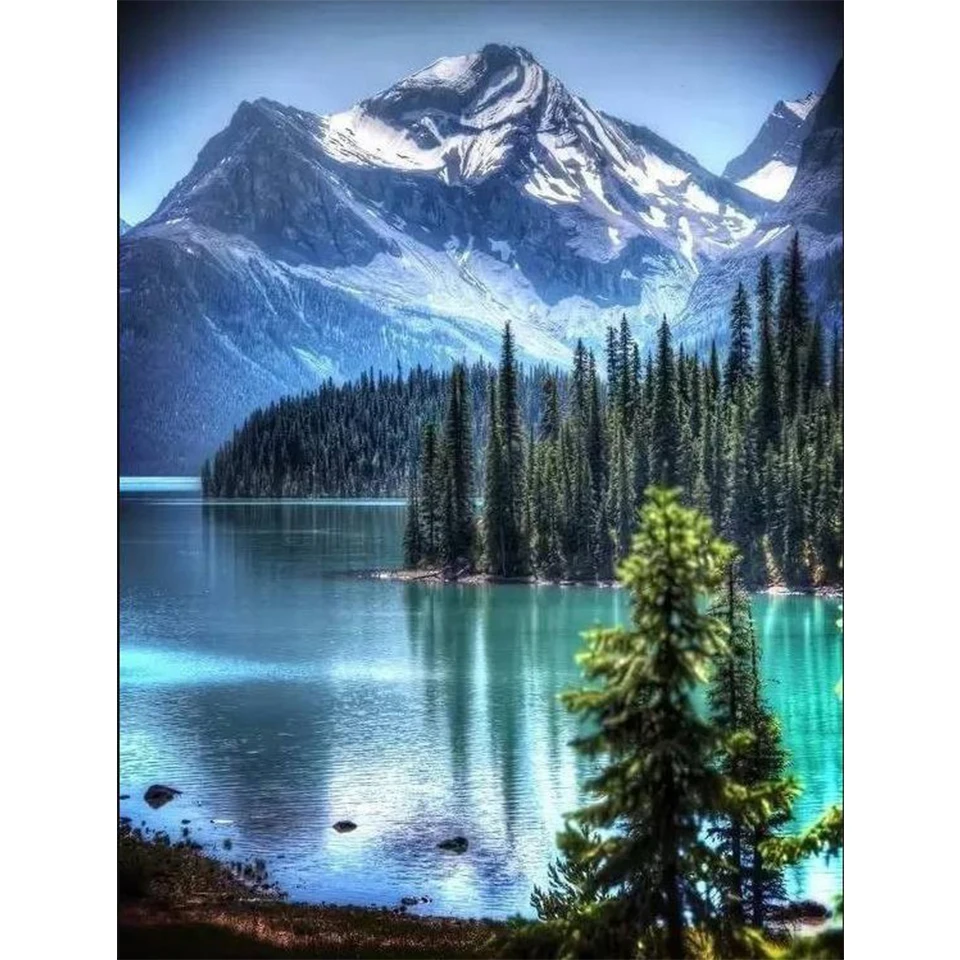 5D DIY Diamond Painting Snow Mountain Landscape Rhinestone Art Picture Full Diamond Embroidery Mosaic Home Decoration Gift Kit 