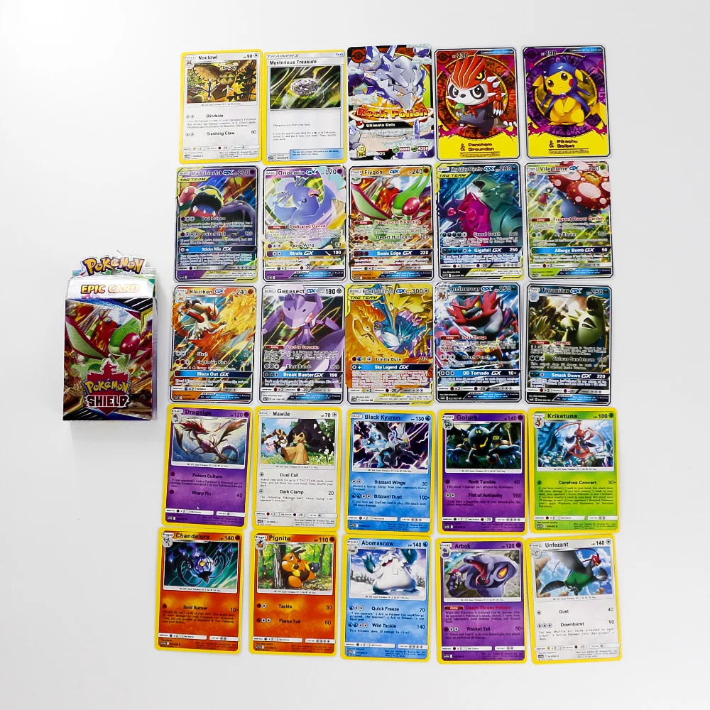 Takara Tomy New Pokemon Cards Sword and Shield Shining Box GX Flash Cards Energy Trainer Tag Team 25pcs Toys for Kids