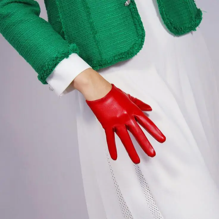 Женская мода, сексуальная искусственная Перчатка из искусственной кожи, женские Вечерние кожаные длинные красные перчатки 28 см R67 - Цвет: 16cm