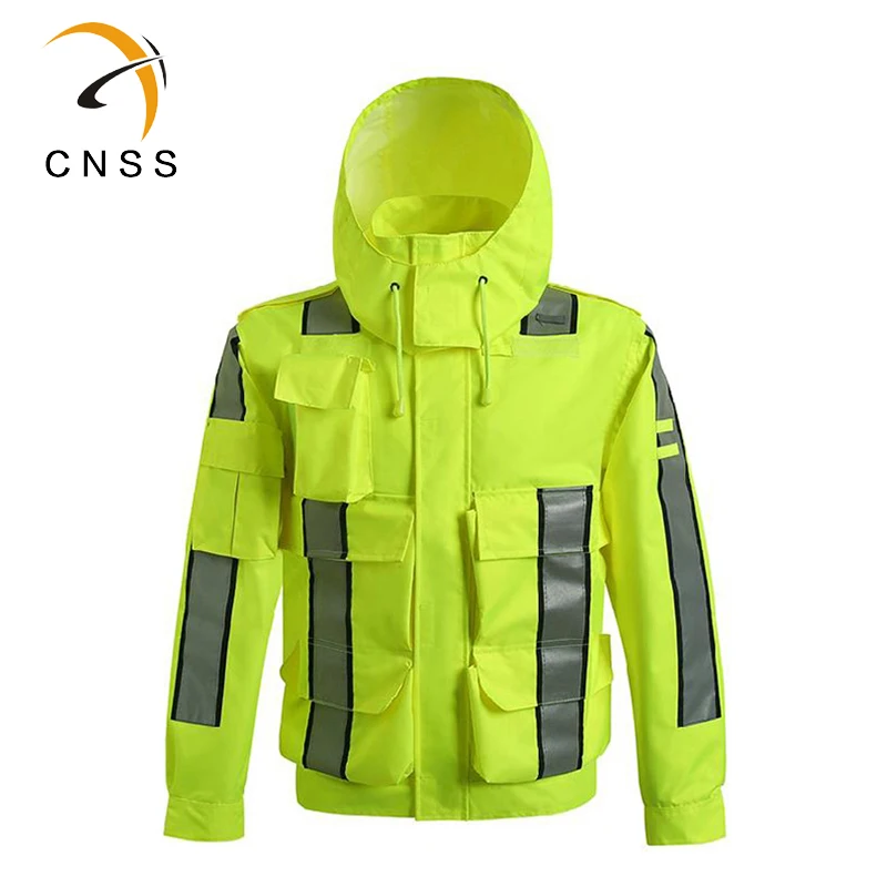 Safety Reflective Raincoat Men Waterproof Motorcycle Security Rain Jacket Rain Coat Outdoor Sport Hi Vis Workwear Logo Printing