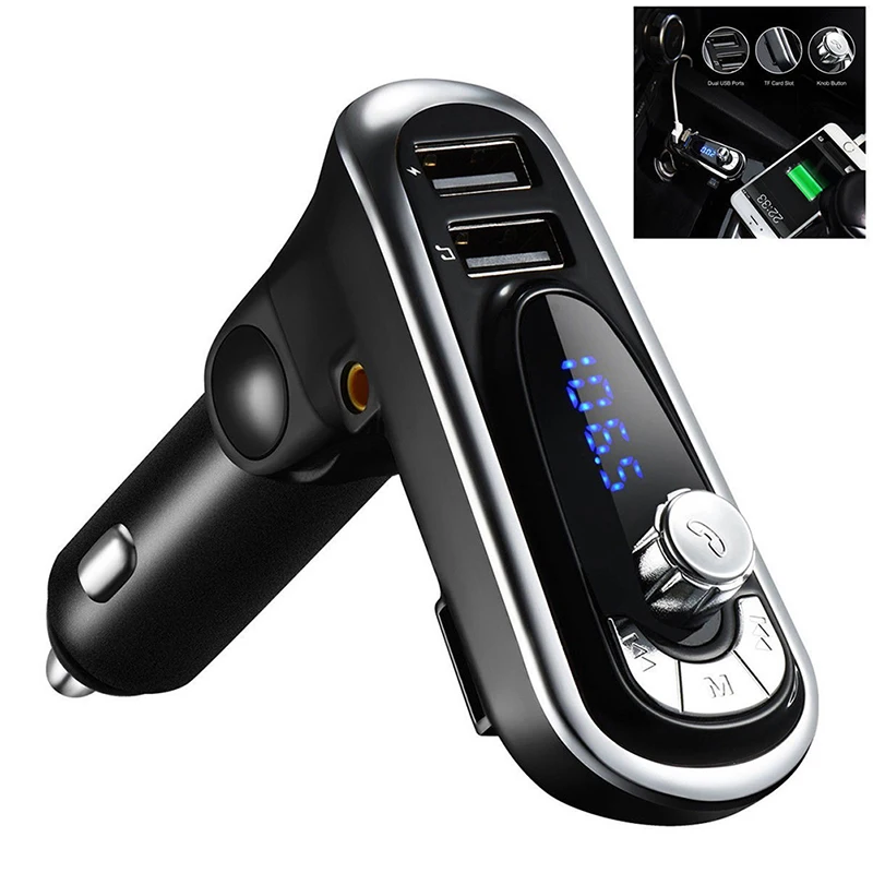 T16 Bluetooth автомобильный набор, свободные руки, музыкальный плеер FM передатчик модулятор 2.1A устройство для автомобиля с двумя портами USB Зарядное устройство Поддержка U диск/TF карты разъём подачи внешнего сигнала AUX-выход DC 12 V/24 V