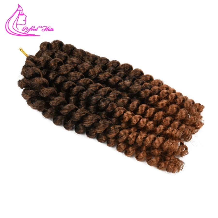 8 12inch Jamaican Bounce Jumpy Wand Curl Hair Synthetic Ombre Black Brown Red Crochet Braid Hair Extensions  20 strands per pack