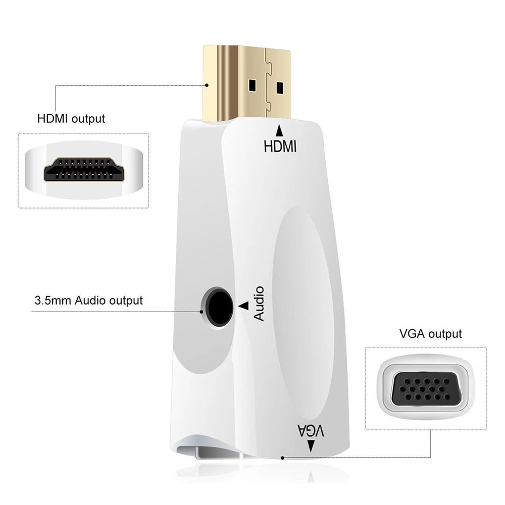 Адаптер hdmi-vga аудиокабель конвертер для мужчин и женщин поддержка HD 1080P для Xbox360 PS3 PS4 PC ноутбук ТВ коробка проектор