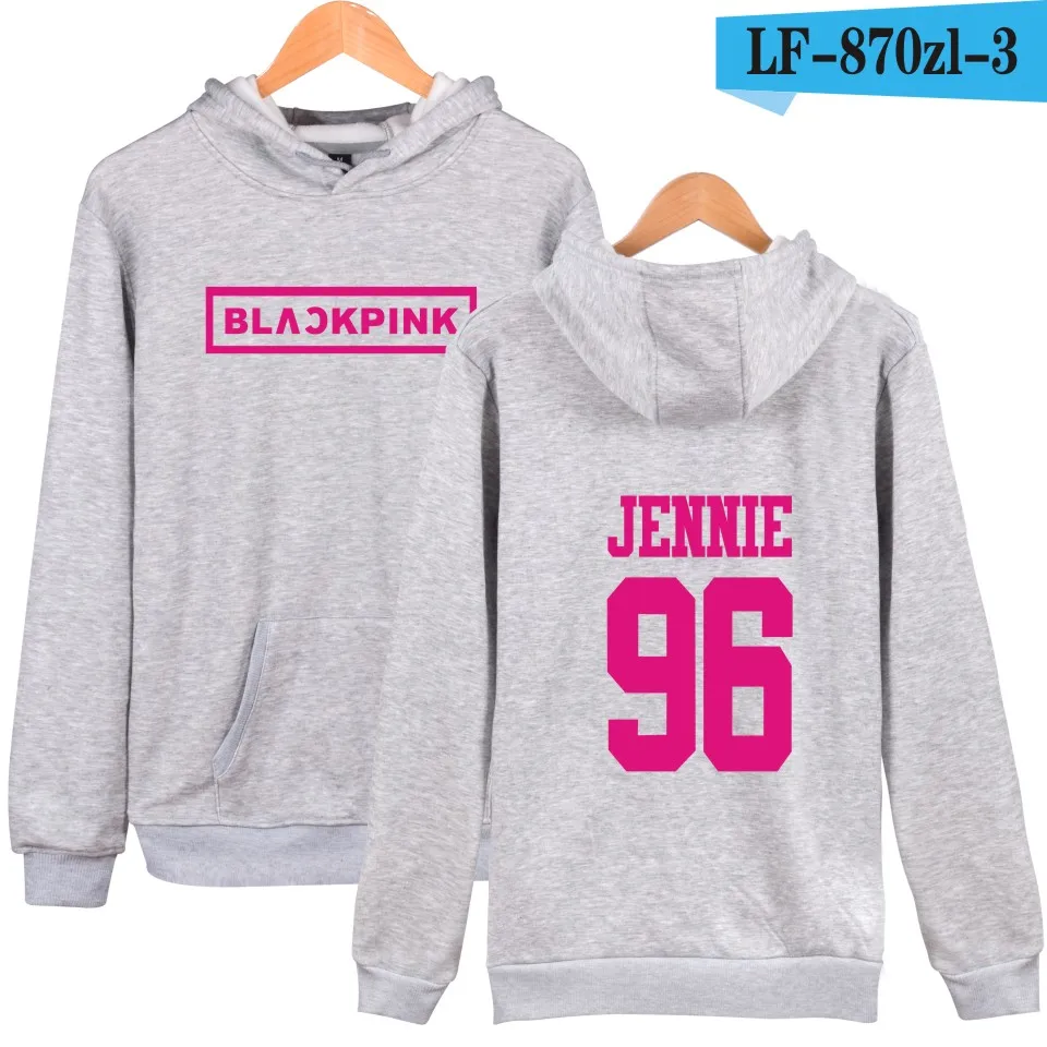 Gray blackpink Korean KPOP Girl Group Hoodies Sweatshirts Women Black Pink Hooded Sweatshirt Camisas Feminina KPOP Blackpink Clothes - Цвет: Gray