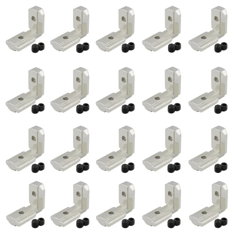 

20 PCS T Slot L-Shape Interior Inside Corner Connector Joint Bracket,90 Degree Aluminum Profile Interior Joint with M5 Screws