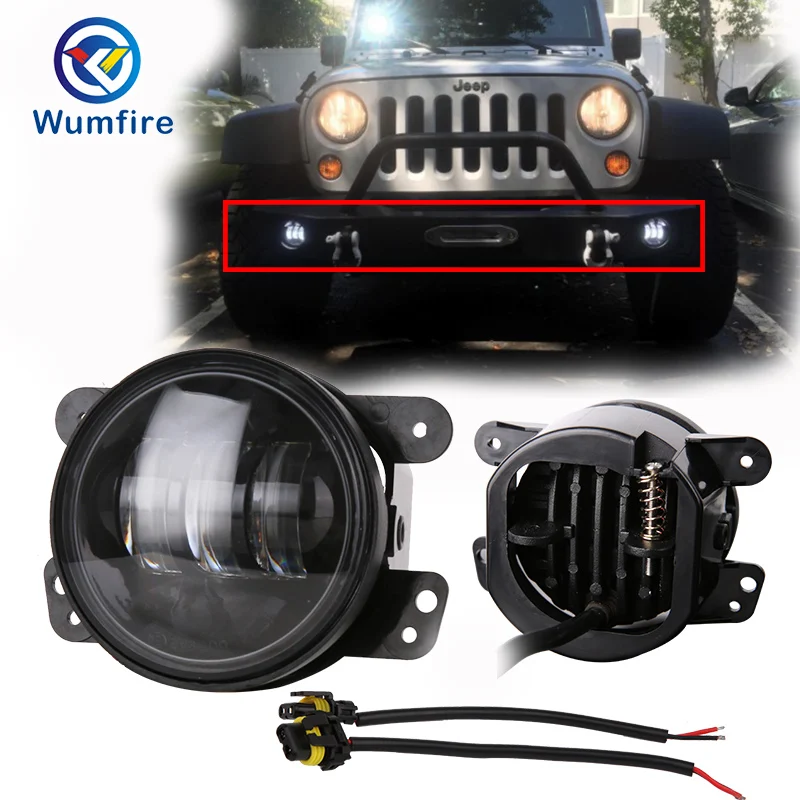 For jeep wrangler DOT approved 2pcs 4Inch LED round waterproof fog