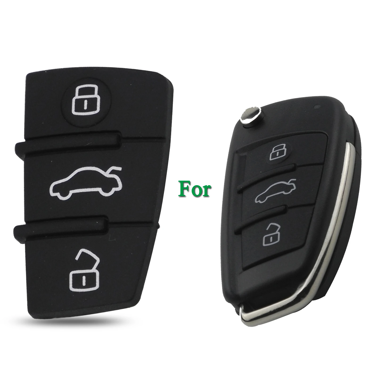 Jingyuqin 3 Pulsanti Flip Remote Key Keyless Rubber Pad Sostituzione Fob Per Audi A3 A4 A5 A6 A8 Q5 Q7 Tt S Line Rs Switchblade