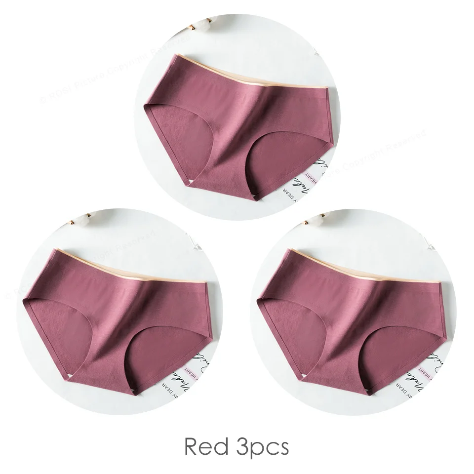 Red 3pcs Новые Бесшовные женские трусы, сексуальные хлопковые трусики, женское нижнее белье, трусы, женское нижнее белье, интимные женские трусики - Цвет: Red 3pcs