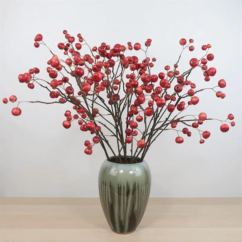 7Pcs Fake Long Stem Cherry Fruit 33.86" Length Simulation Red Apple for Wedding Home Decorative Artificial Plants | Дом и сад