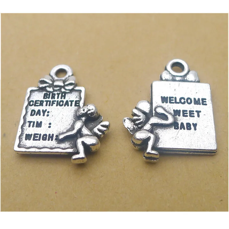 

100Pcs/lot Vintage Angel Card Charms 20x15MM Baby Charms for Jewelry Making