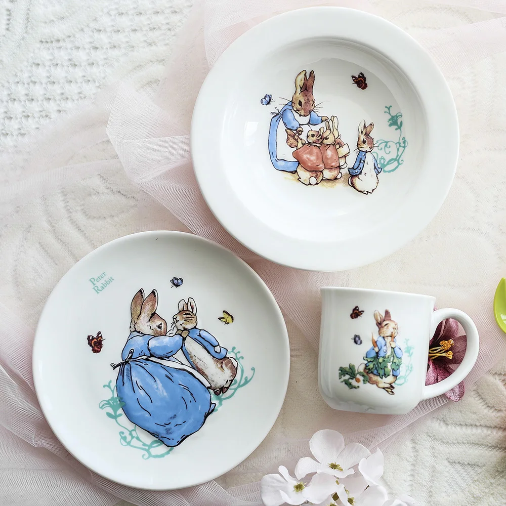 PETER RABBIT Official Genuine Baby Kids Dinnerware Dinner Set Mug Soup Plate Dish Kit Cutlery Tableware Food Container Cubiertos