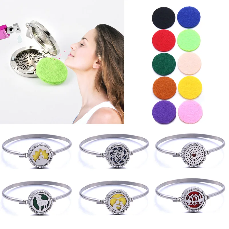 

Crystal Perfume Bracelet Essential Oil Diffuser Aromatherapy Locket Bracelet Tree of Life 316L Stainless Steel Diffuser Bracelet