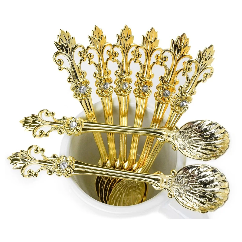 MR 4Pcs 11cm Royal Style Metal Carved Coffee Spoon Set Vintage Table Antique Tea Spoons Spoonork Tablespoons | Дом и сад