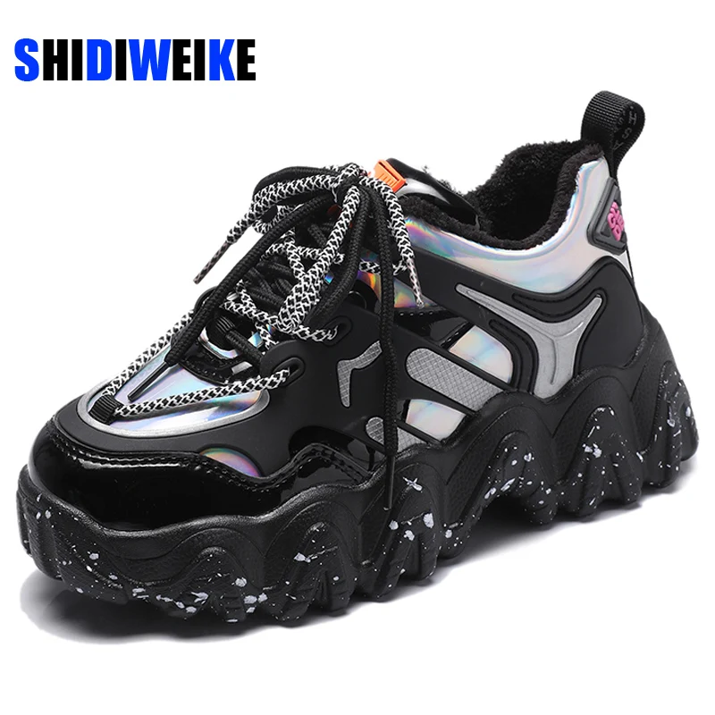 chunky platform lace up trainers