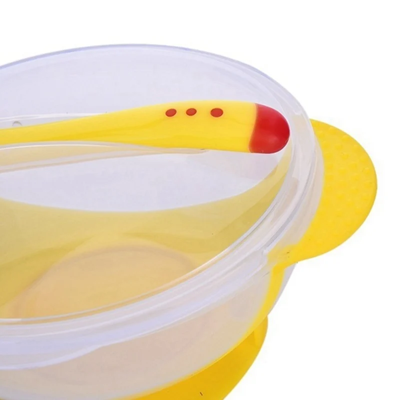 Children's tableware set baby temperature suction cup bowl temperature spoon double color bowl newborn baby spoon feeding suppli