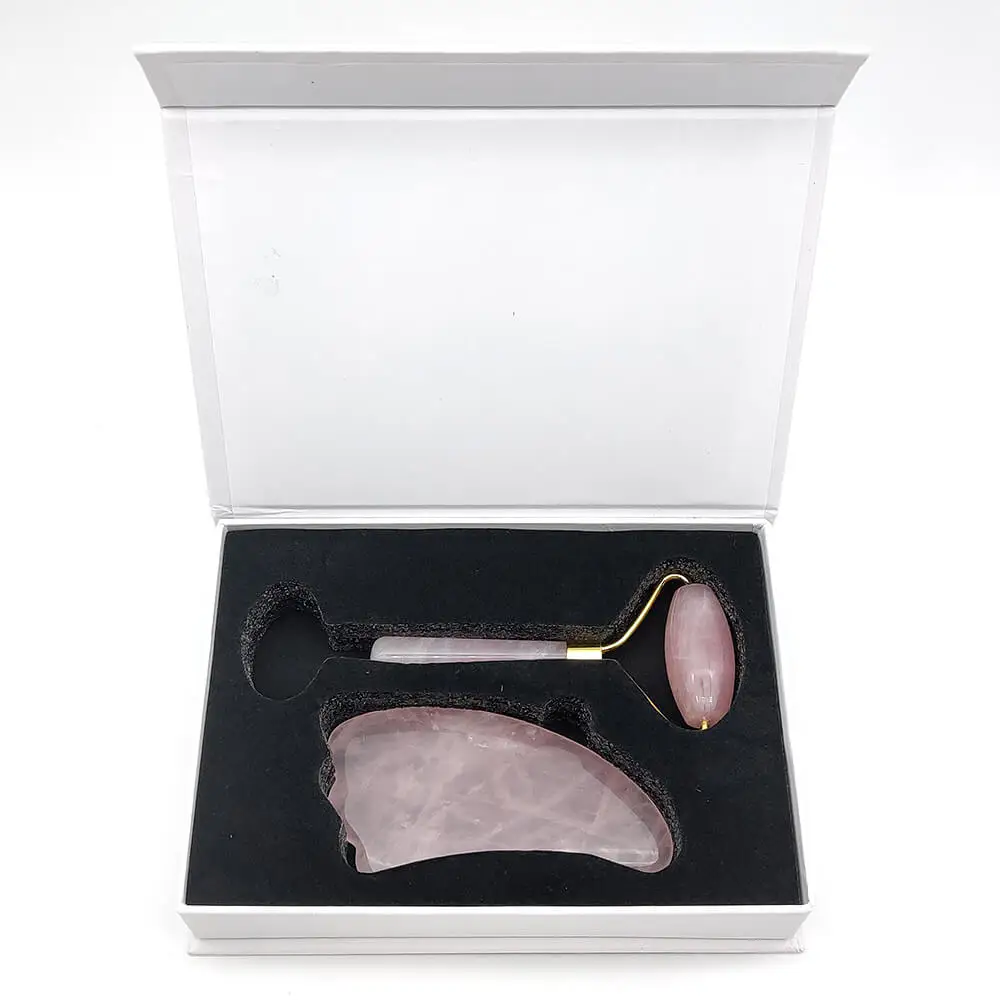 Pink 02 With Box Натуральный нефритовый ролик для тонкой подтяжки лица Инструменты для похудения лица Gua Sha камень Guasha Массажер красота против старения морщин коробочка для удаления - Цвет: Pink 02 With Box