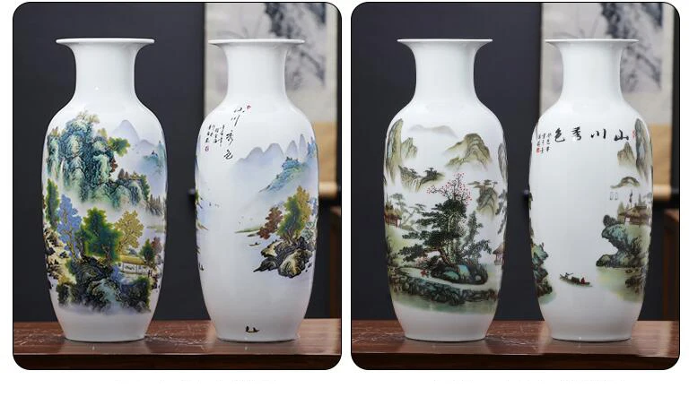 Китайский дзиндэжэнь керамические вазы с орнаментом синий и белый фарфор предметы интерьера дома гостиной фигурки Аксессуары декор